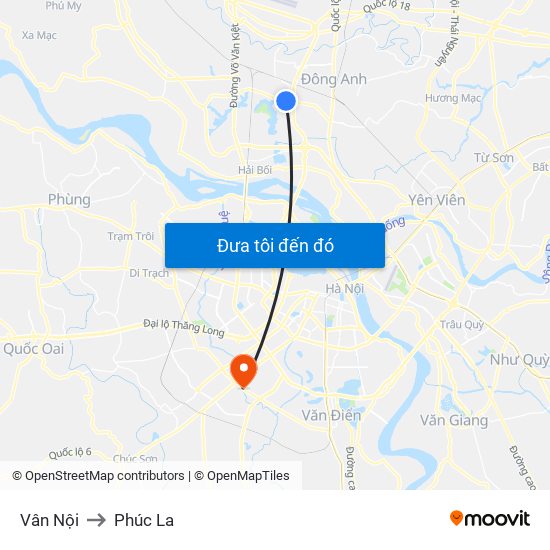 Vân Nội to Phúc La map