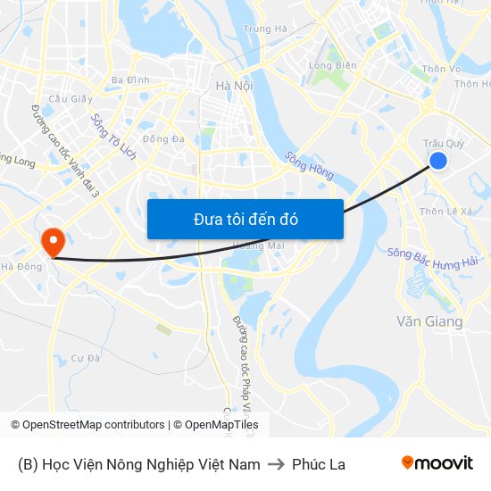 (B) Học Viện Nông Nghiệp Việt Nam to Phúc La map