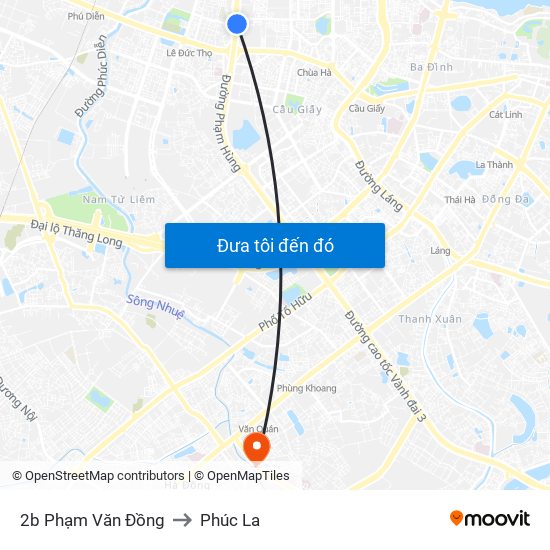 2b Phạm Văn Đồng to Phúc La map