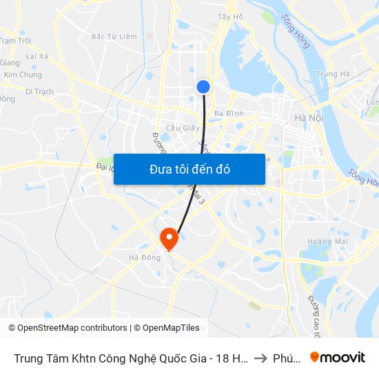 Trung Tâm Khtn Công Nghệ Quốc Gia - 18 Hoàng Quốc Việt to Phúc La map