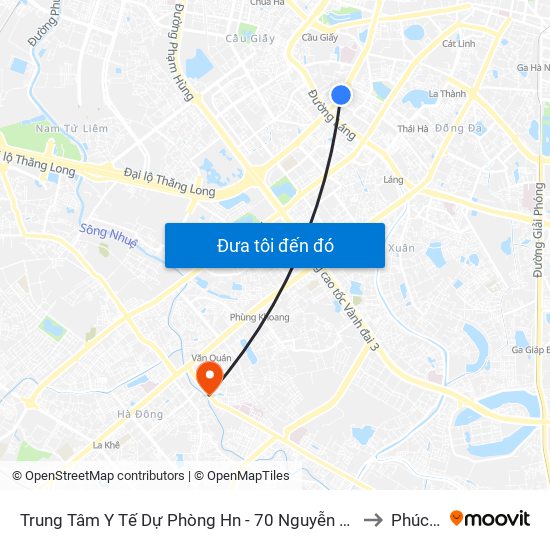 Trung Tâm Y Tế Dự Phòng Hn - 70 Nguyễn Chí Thanh to Phúc La map