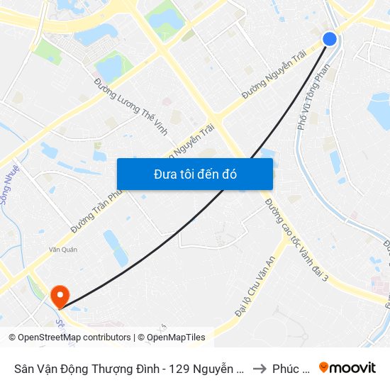 Sân Vận Động Thượng Đình - 129 Nguyễn Trãi to Phúc La map