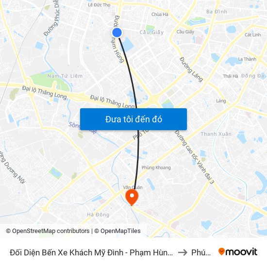 Đối Diện Bến Xe Khách Mỹ Đình - Phạm Hùng (Cột Trước) to Phúc La map