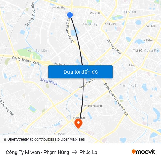 Công Ty Miwon - Phạm Hùng to Phúc La map