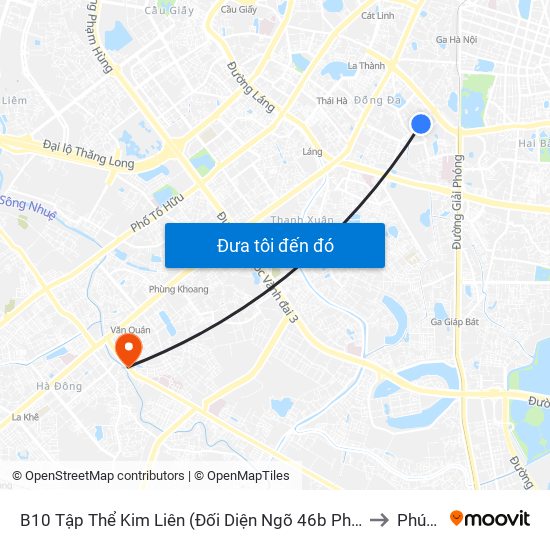 B10 Tập Thể Kim Liên (Đối Diện Ngõ 46b Phạm Ngọc Thạch) to Phúc La map