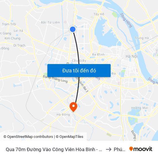 Qua 70m Đường Vào Công Viên Hòa Bình - Phạm Văn Đồng to Phúc La map