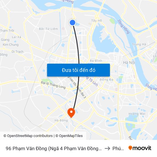 96 Phạm Văn Đồng (Ngã 4 Phạm Văn Đồng - Xuân Đỉnh) to Phúc La map