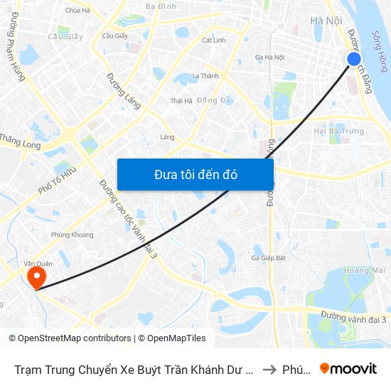 Trạm Trung Chuyển Xe Buýt Trần Khánh Dư (Khu Đón Khách) to Phúc La map