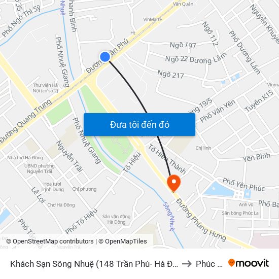 Khách Sạn Sông Nhuệ (148 Trần Phú- Hà Đông) to Phúc La map