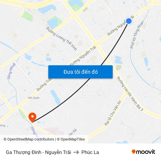 Ga Thượng Đình - Nguyễn Trãi to Phúc La map