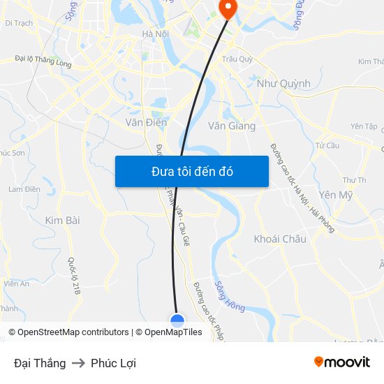 Đại Thắng to Phúc Lợi map