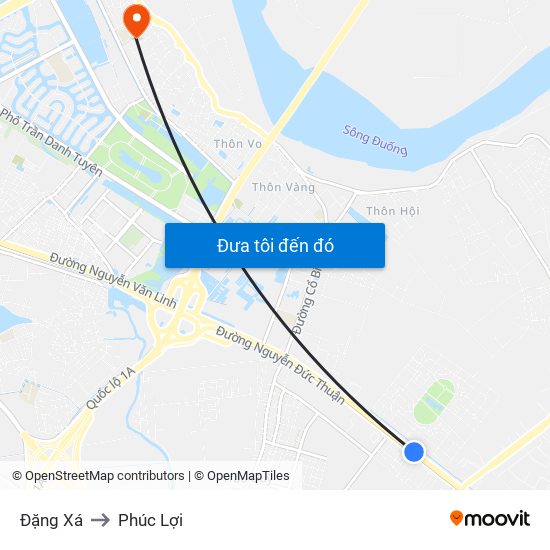 Đặng Xá to Phúc Lợi map