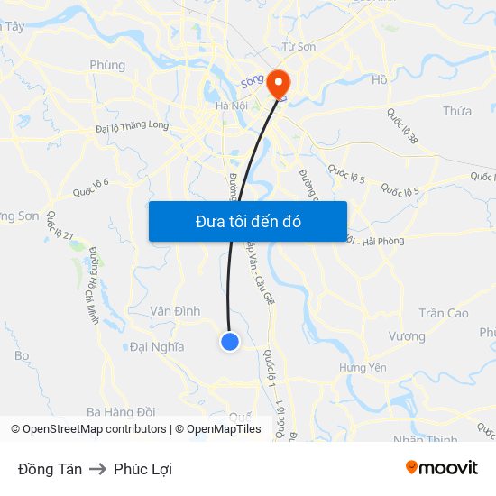 Đồng Tân to Phúc Lợi map