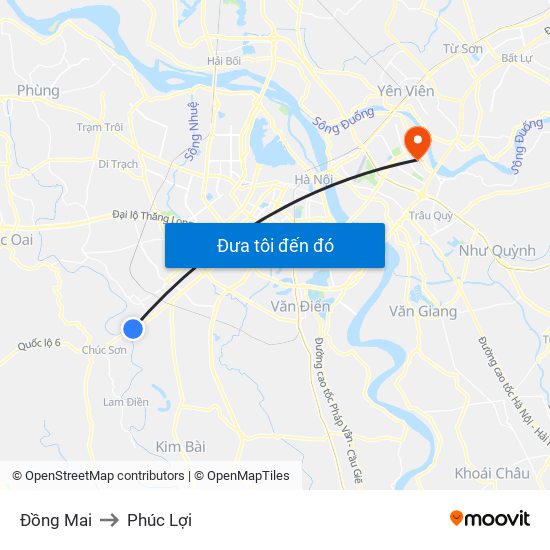 Đồng Mai to Phúc Lợi map