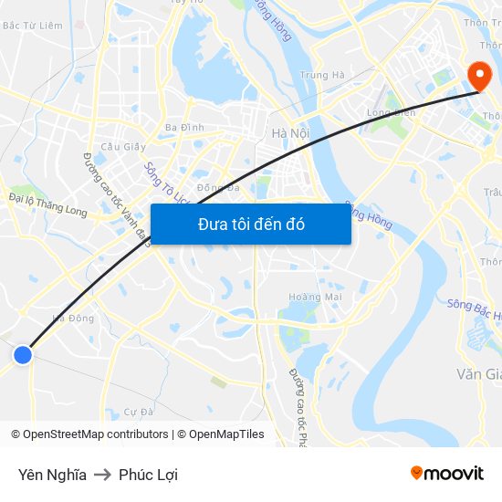 Yên Nghĩa to Phúc Lợi map