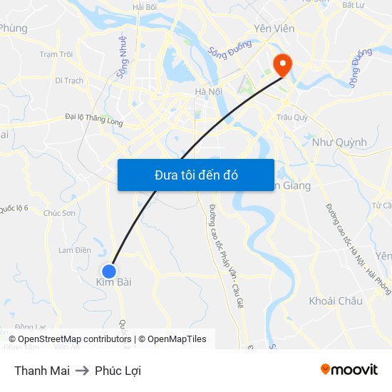 Thanh Mai to Phúc Lợi map