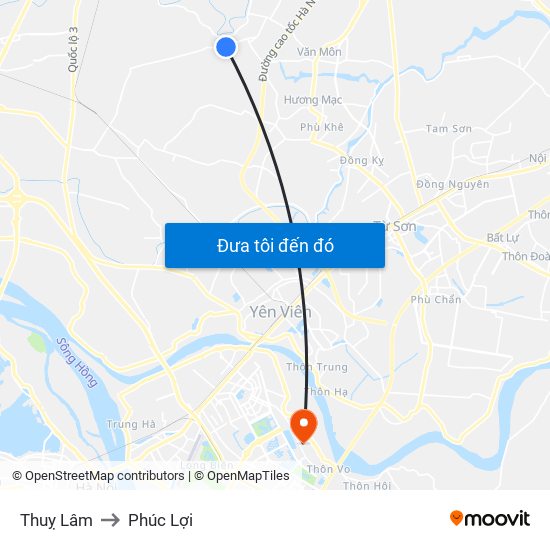 Thuỵ Lâm to Phúc Lợi map