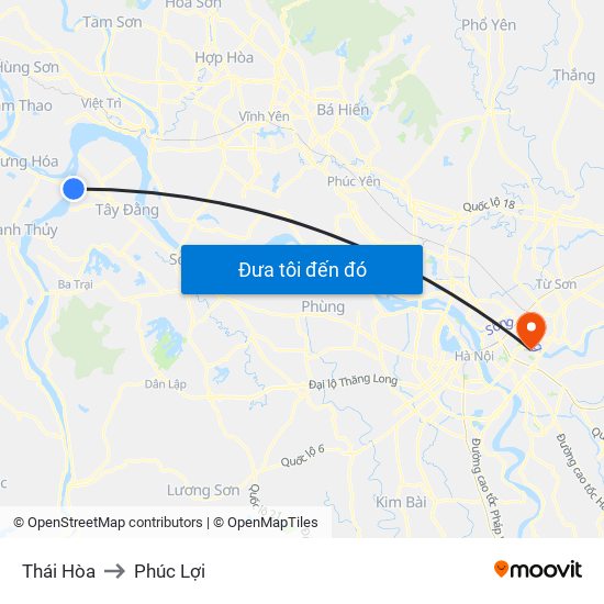 Thái Hòa to Phúc Lợi map