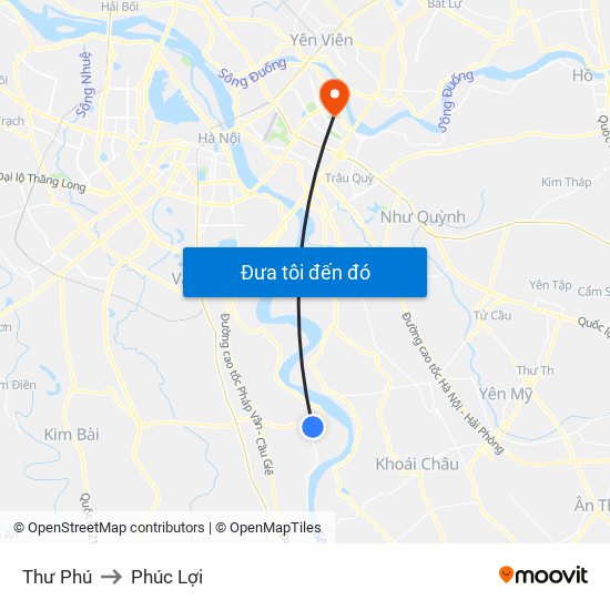 Thư Phú to Phúc Lợi map