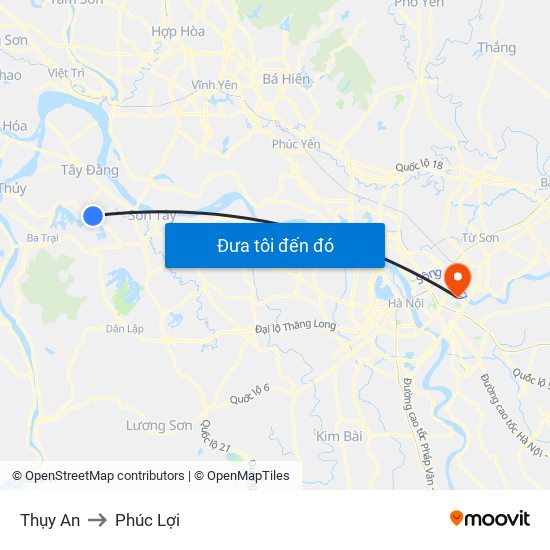 Thụy An to Phúc Lợi map