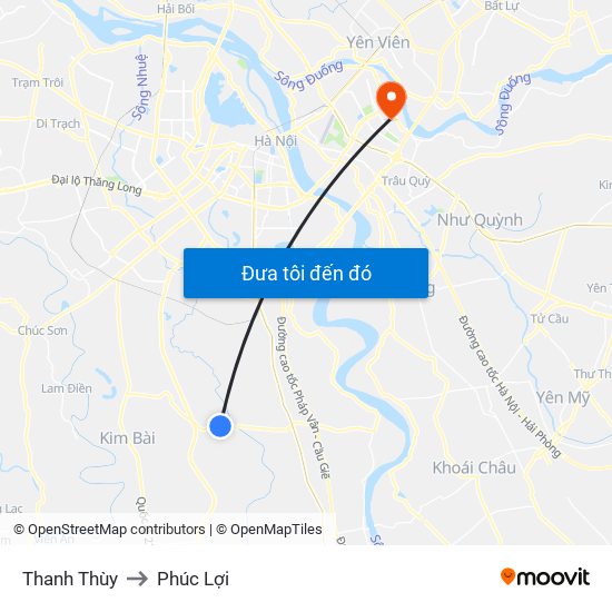 Thanh Thùy to Phúc Lợi map