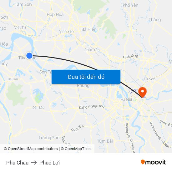 Phú Châu to Phúc Lợi map