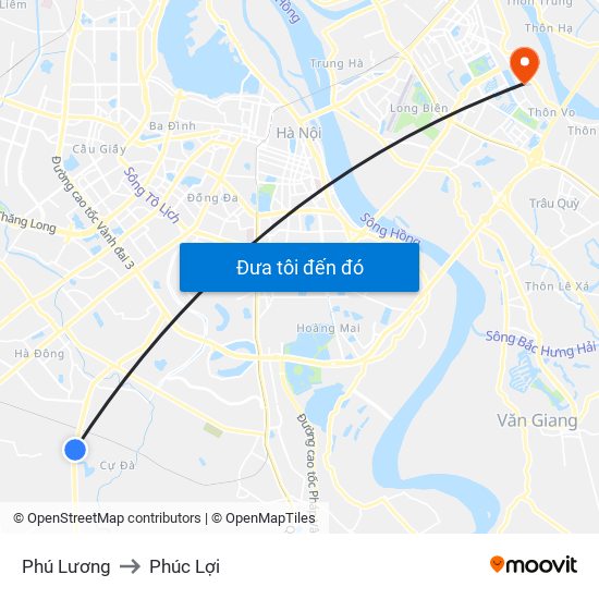 Phú Lương to Phúc Lợi map