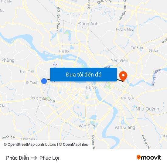 Phúc Diễn to Phúc Lợi map