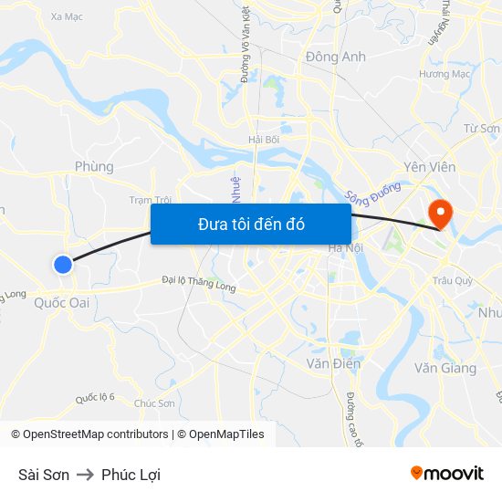 Sài Sơn to Phúc Lợi map