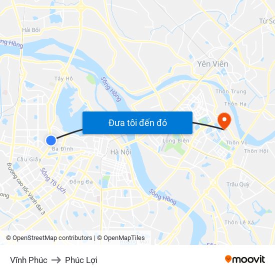 Vĩnh Phúc to Phúc Lợi map