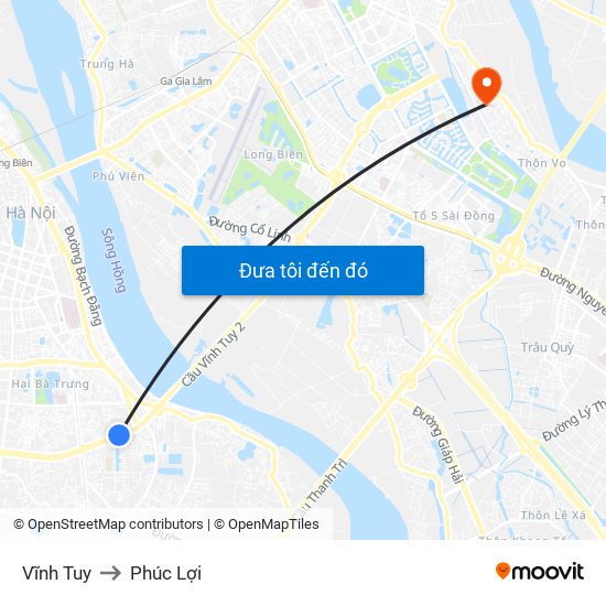 Vĩnh Tuy to Phúc Lợi map