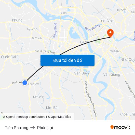 Tiên Phương to Phúc Lợi map