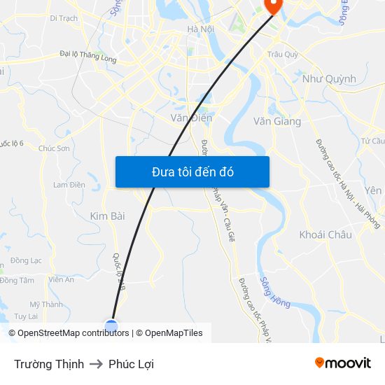 Trường Thịnh to Phúc Lợi map