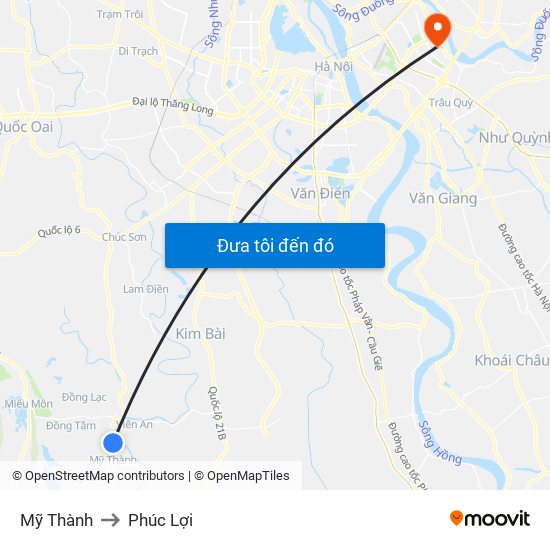 Mỹ Thành to Phúc Lợi map