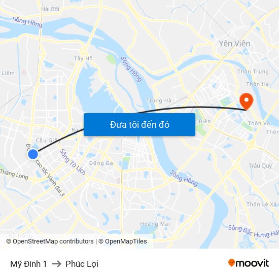 Mỹ Đình 1 to Phúc Lợi map