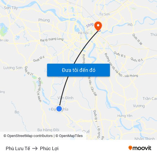 Phù Lưu Tế to Phúc Lợi map