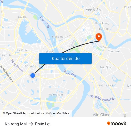 Khương Mai to Phúc Lợi map