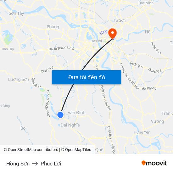 Hồng Sơn to Phúc Lợi map