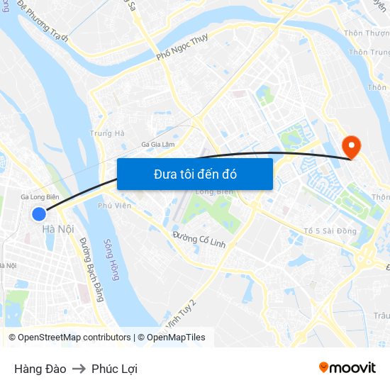 Hàng Đào to Phúc Lợi map