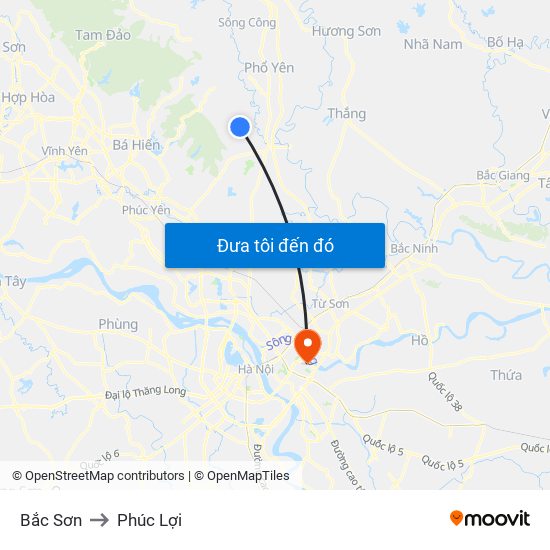 Bắc Sơn to Phúc Lợi map