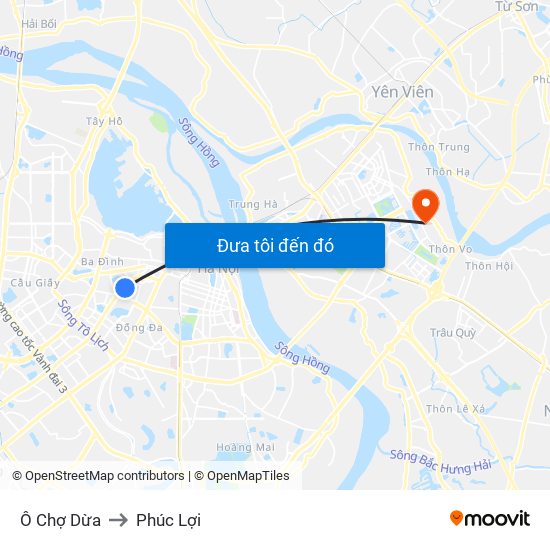 Ô Chợ Dừa to Phúc Lợi map