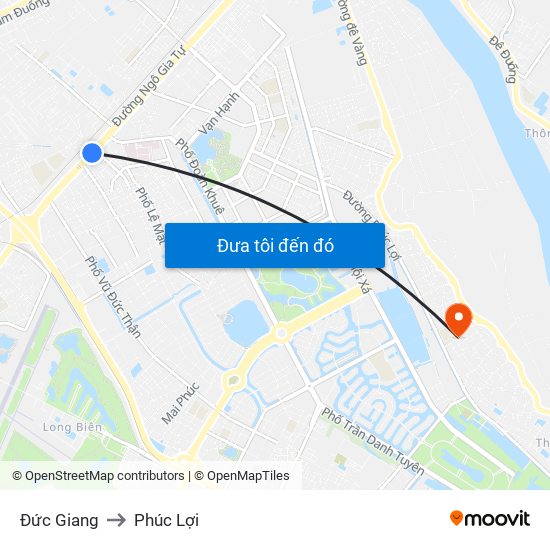 Đức Giang to Phúc Lợi map