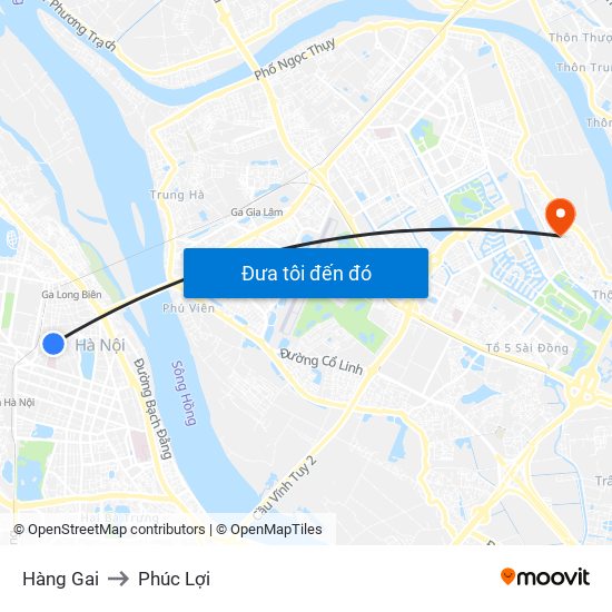 Hàng Gai to Phúc Lợi map