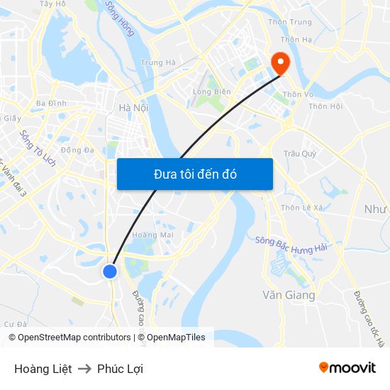 Hoàng Liệt to Phúc Lợi map