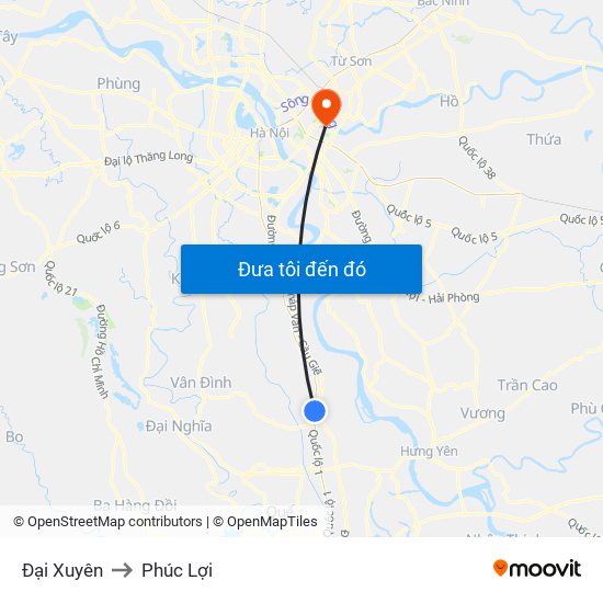 Đại Xuyên to Phúc Lợi map