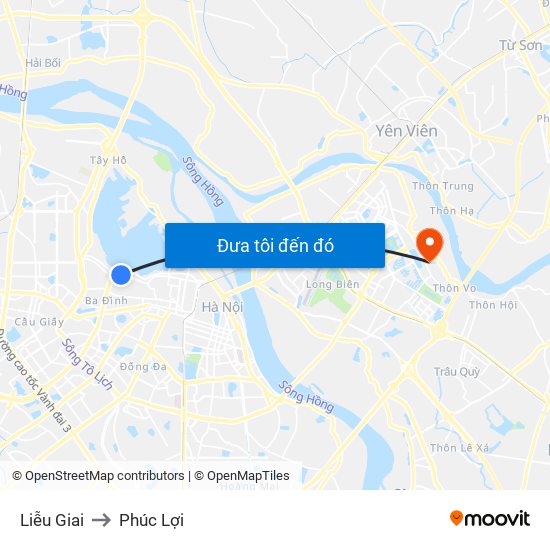 Liễu Giai to Phúc Lợi map