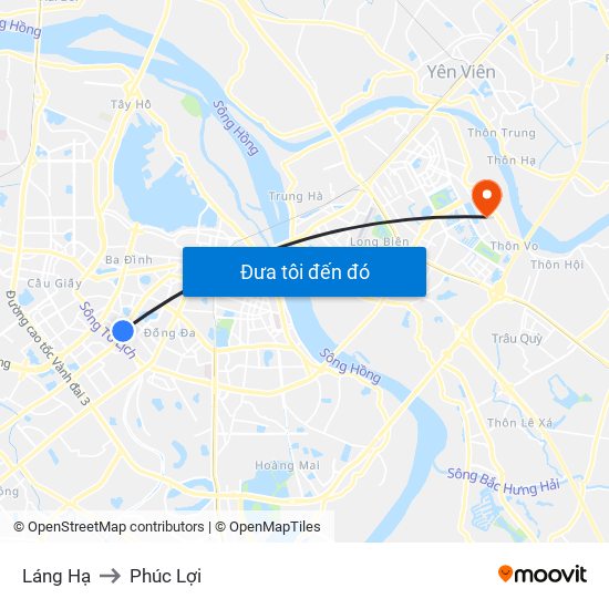 Láng Hạ to Phúc Lợi map