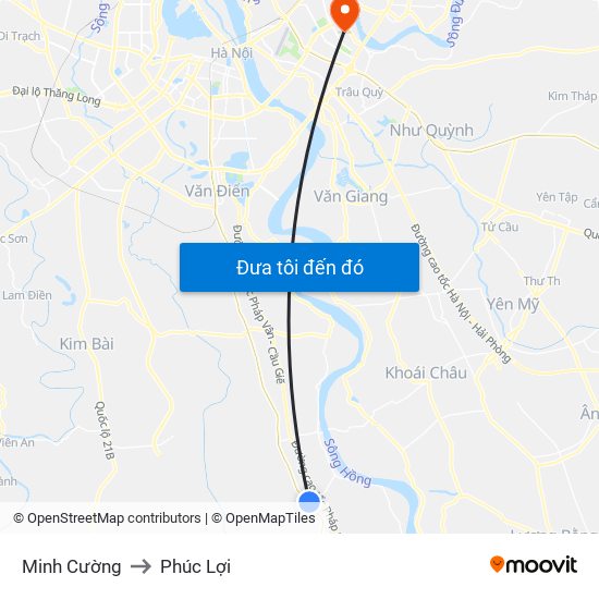 Minh Cường to Phúc Lợi map