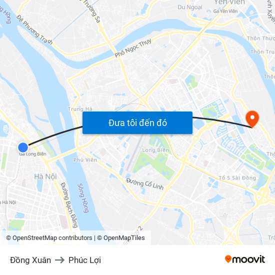 Đồng Xuân to Phúc Lợi map