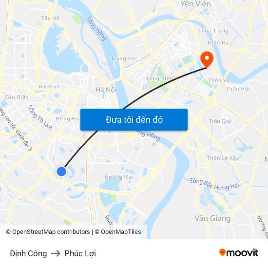 Định Công to Phúc Lợi map